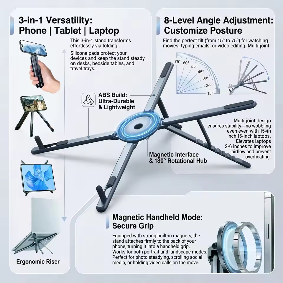 Auto Tracking Tripod - Supporto Magnetico Portatile per Telefono e