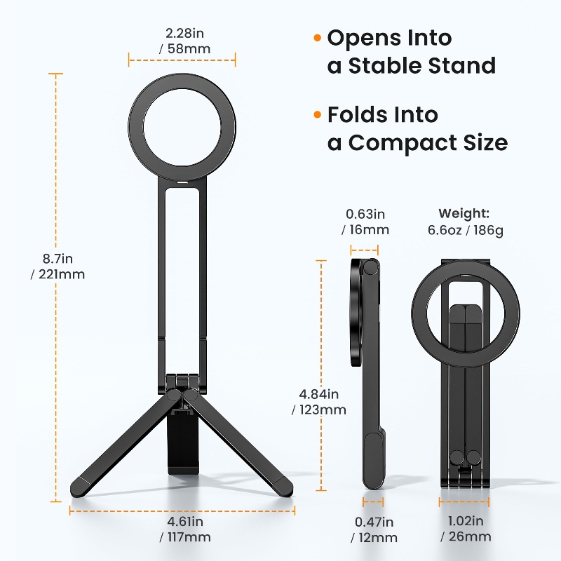 Auto Tracking Tripod - Supporto Magnetico per Telefono Tascabile, Treppiede